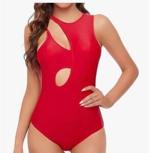 Women's red one piece cutout swimsuit